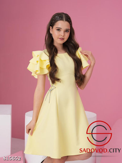 Платье для девочки с волнистыми рукавами