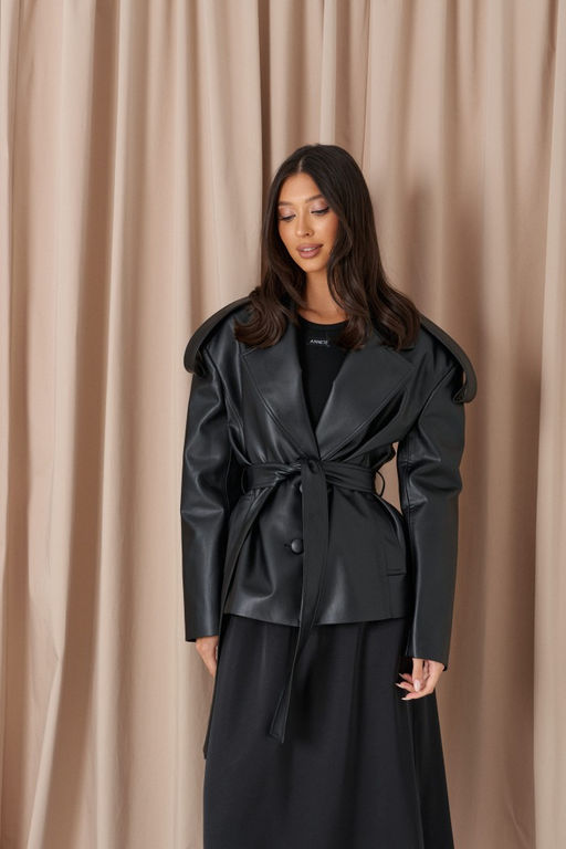 Жакет Annete А5523/1 из эко-кожи черный  фото 8