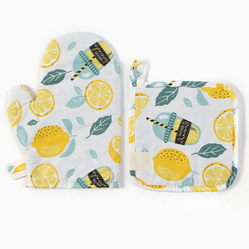 Набор кух. Этель Лимонад: варежка 20х28 см, прихватка 19х19 см, 80% хл, 20% пэ  фото 3