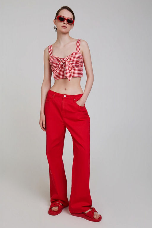 Блузка-топ в красно-белую клетку - Incity фото 9