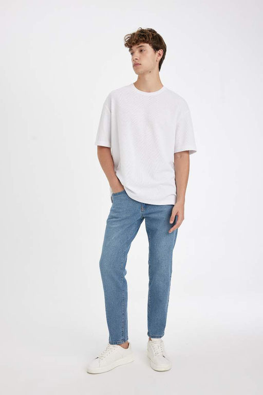 Узкие зауженные джинсовые брюки с нормальной талией и зауженной посадкой - Defacto фото 3