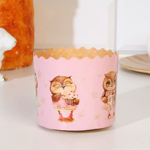 Цена за 2000 шт. Форма для выпечки кулича бумажная Деко-про «Совушки», одноразовая, 7×6 см, МИКС