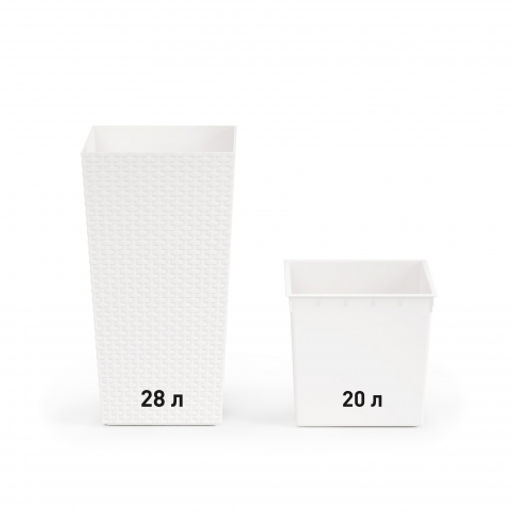 Кашпо напольное Ротанг со вставкой (270*270*520мм) М6826 белый - Альтернатива фото 6