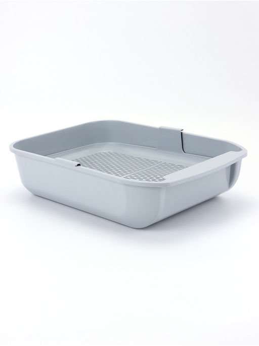 Туалет для кошек Марсель глубокий с сеткой 50×34.5×12 см (полипропилен) светло-серый