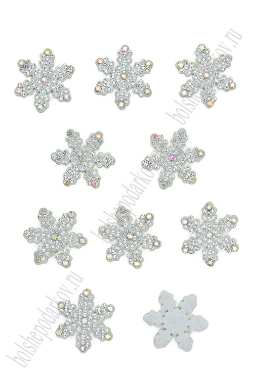 Патчи из фетра со стразами "Снежинка" 3 см (20 шт) SF-7699