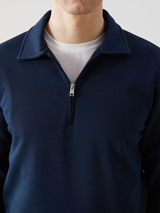 Polo Yaka Uzun Kollu Erkek Sweatshirt