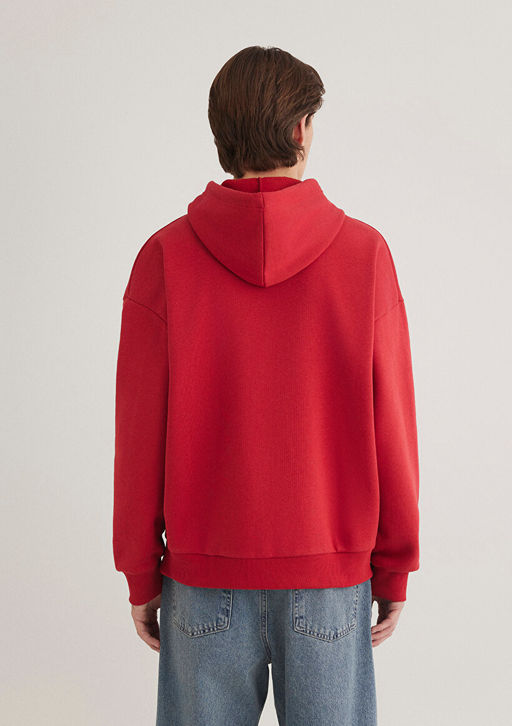 Mavi Logo Bask?l? Kapusonlu K?rm?z? Sweatshirt  фото 5