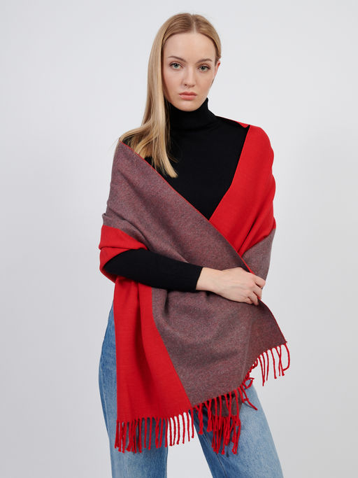 в составе шерсть Большой, мягкий, теплый двусторонний палантин с рисунком в стиле арт-деко. - Tantino фото 4