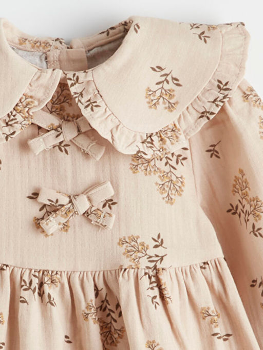 Bebe Yaka ?i?ekli K?z Bebek M?slin Elbise