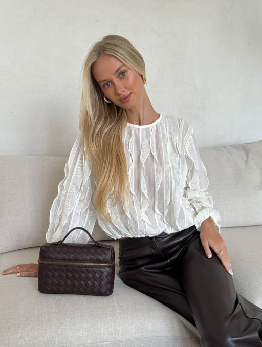 K13520 Лонгслив с рюшами БЕЛЫЙ