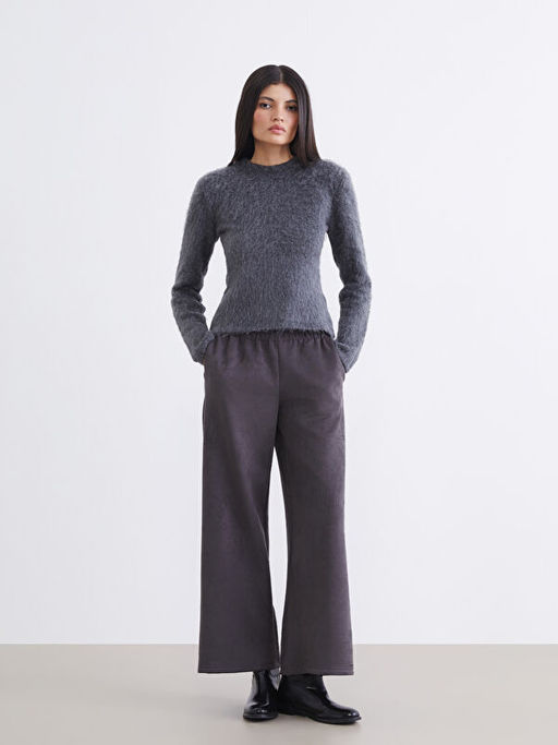 Bisiklet Yaka Kad?n T?yl? Triko Kazak