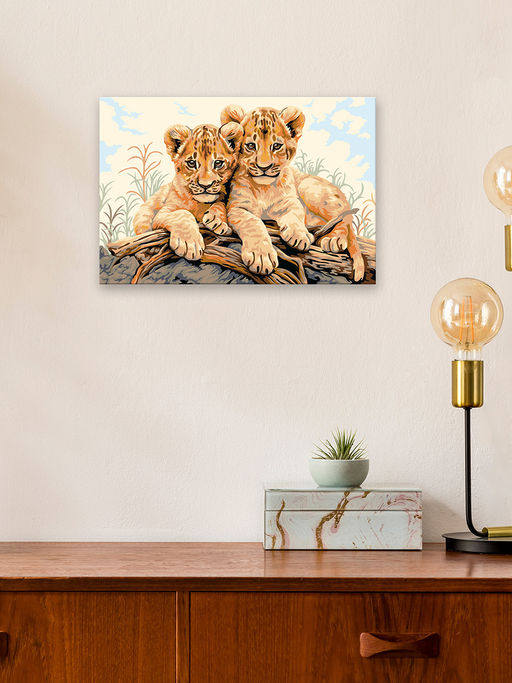 ФРЕЯ PNB/PS-374 Набор для раскрашивания по номерам 30 х 20 см Малыши-львята