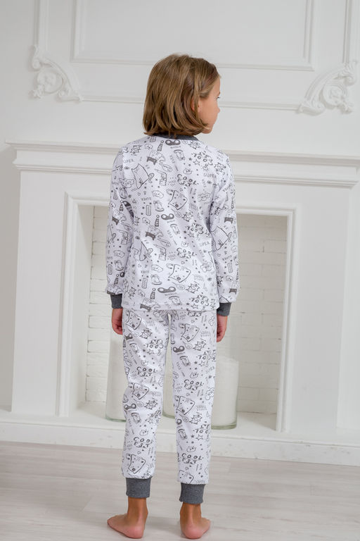 Пижама детская из интерлока Потешка котик темно серый - Амадэль фото 5