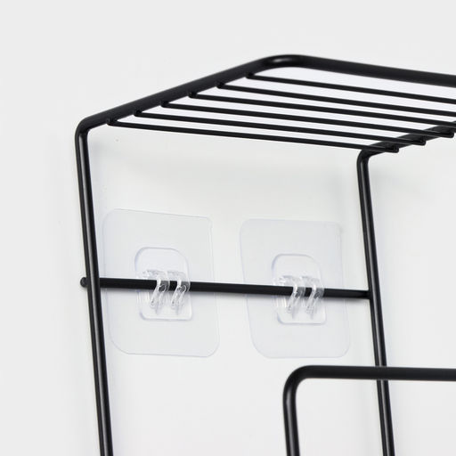 Держатель для полотенец с полкой, 15.5×12.5×33.5 см, чёрный