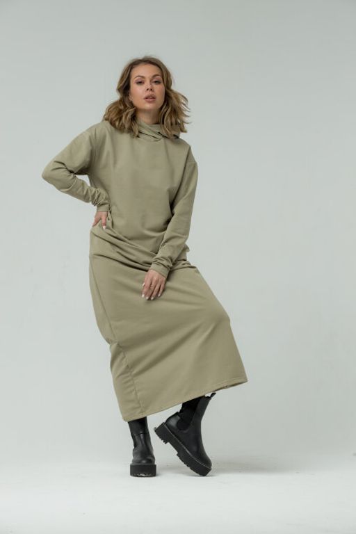 Платье футер 2хнитка петля, 95% хлопок, 5% лайкра. качество пенье. Сахара, олива - Knitka wear фото 2