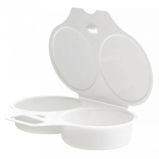 Контейнер для приготовления яиц в СВЧ пластмассовый "Глазунья" 16х12х3см, для двух яиц (Россия)