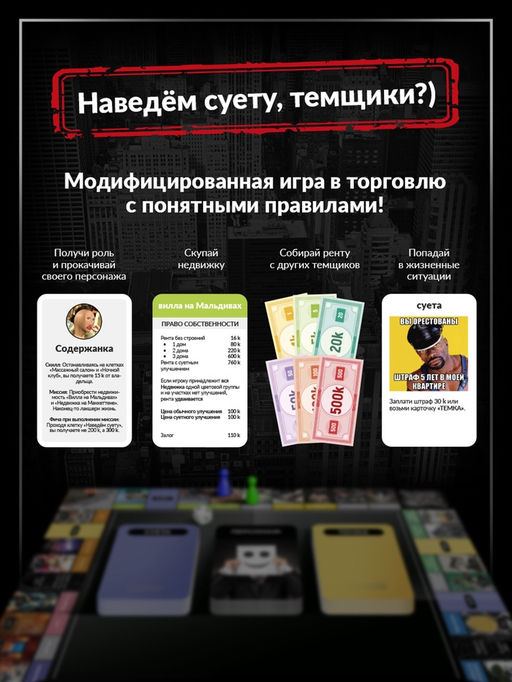 Настольная экономическая игра для тех, кто в теме «СУЕТОЛОГ», 2-6 игрока, 18+
