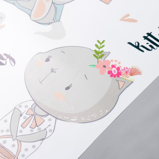 Наклейка пластик интерьерная цветная "Милые котятки" 30х90 см