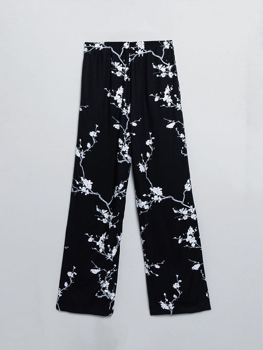 Брюки домашние женские черные с узором сакуры - Mark formelle фото 7