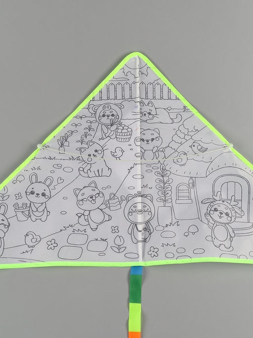 Воздушный змей - раскраска Зверятки, 80 см, 6 фломастеров - Funny toys фото 7