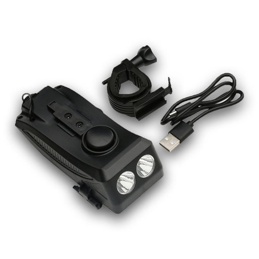 Фонарь велосипедный аккумуляторный,400 лм,2000 мАч,10 Вт,LED,3 режима,с сигналом,черный - Simaland фото 4