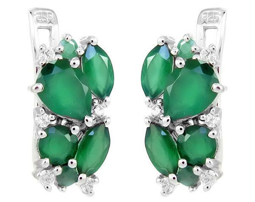 Серьги из серебра зеленый агат, изумруд, Гирлянда2