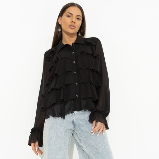 Блуза с объемным декором Гипнотический стиль (черная) - Charutti фото 4