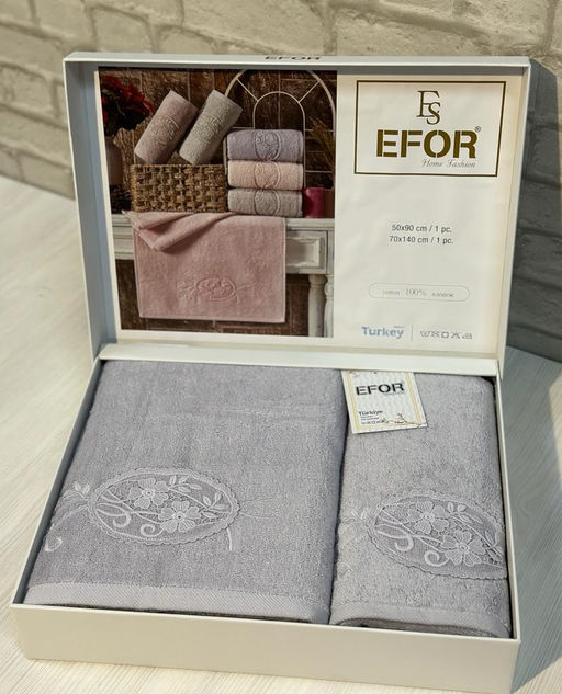 Набор полотенец EFOR из 2-х предметов (50*90 и 70*140) MOTIF GUPUR сиреневый MOR