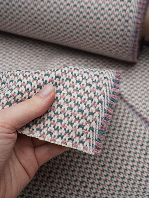 Шерсть пальтово-костюмная Твид Букле цв.молочный/розовый, ш.1.55м, шерсть-50%, п/э-50%, 430гр/м.кв - Купава фото 4