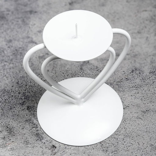 Подсвечник на 1 свечу Гламур, металл, 9?10.2 см, белый