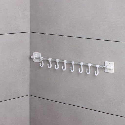 Держатель для полотенец в ванную, 8 крючков, 45 см, белый - Simaland фото 2
