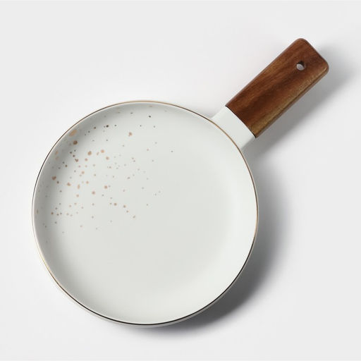 Блюдо фарфоровое для подачи с деревянной ручкой Magistro, d=20 см, цвет белый  фото 4