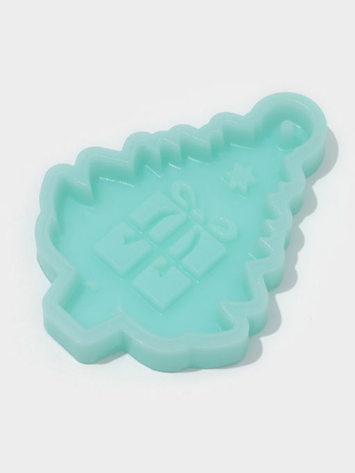 Цена за 2 шт. Силиконовый молд Ёлочка с подарками, 8?5,8?0,8 см, бирюзовый - Simaland фото 2