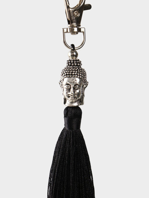 Брелок-кисточка «Будда», 17 см, чёрный, серебристый