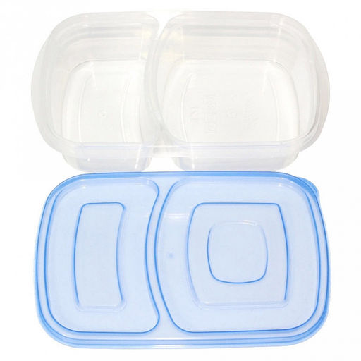 Контейнер для продуктов пластмассовый "Ланч-Бокс" 23,5х16х5,5см, 2 отделения, цвета микс (Россия)