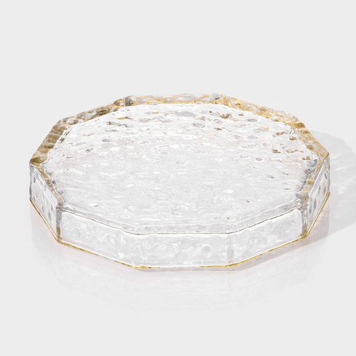Поднос Fairyshine, 16.5×2.5 см, с золотой отводкой, стекло, прозрачный
