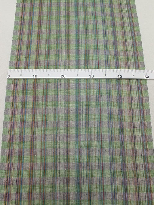 Холст полотенечный Клетка меланж цв.зеленый/серый, ш.0.5м, лен-40%, хлопок-60%, 200гр/м.кв - Купава фото 3