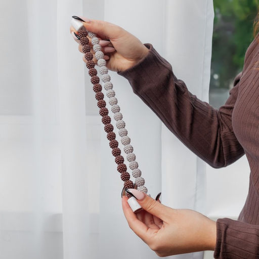 Подхват для штор Бусы из бисера, d = 1,3 см, 30 см, цвет серый - Арт узор фото 3