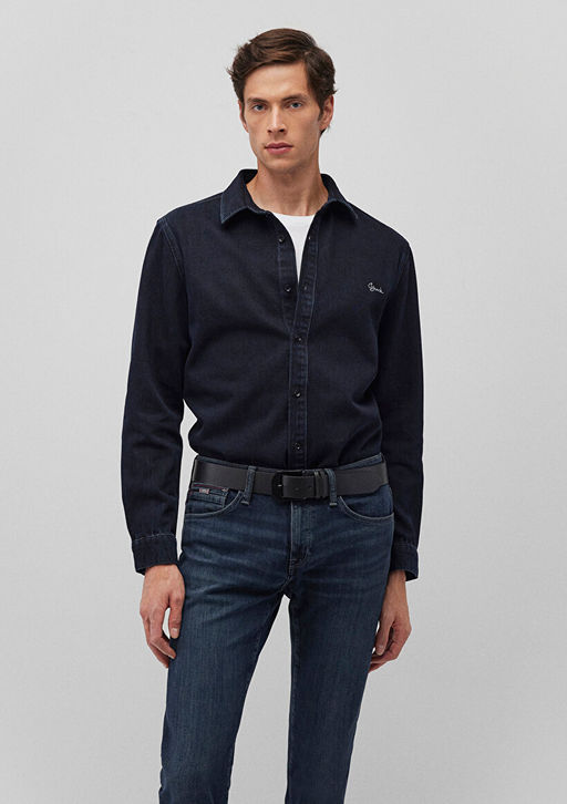 Roy Lux Black Gece Mavisi Jean Gomlek  фото 2