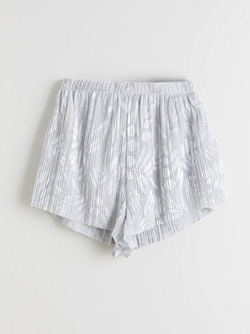 Beli Lastikli ?i?ekli Kad?n ?ort Pijama Alt?