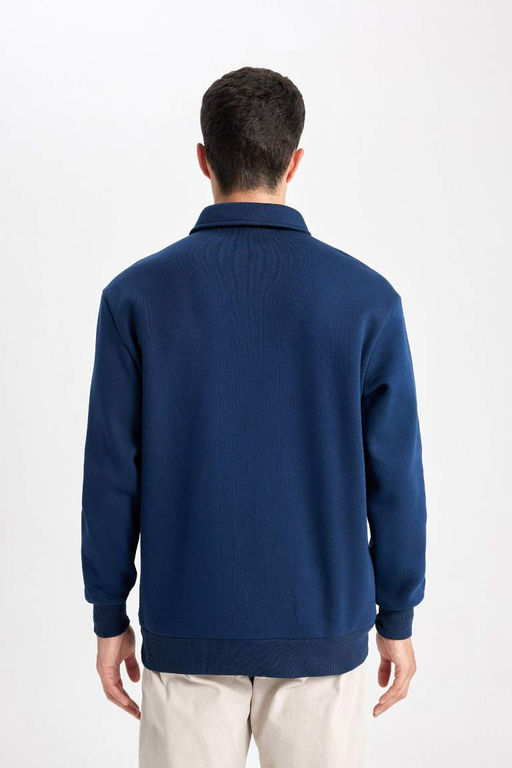 Толстовка комфортного кроя с воротником-поло - Defacto фото 9