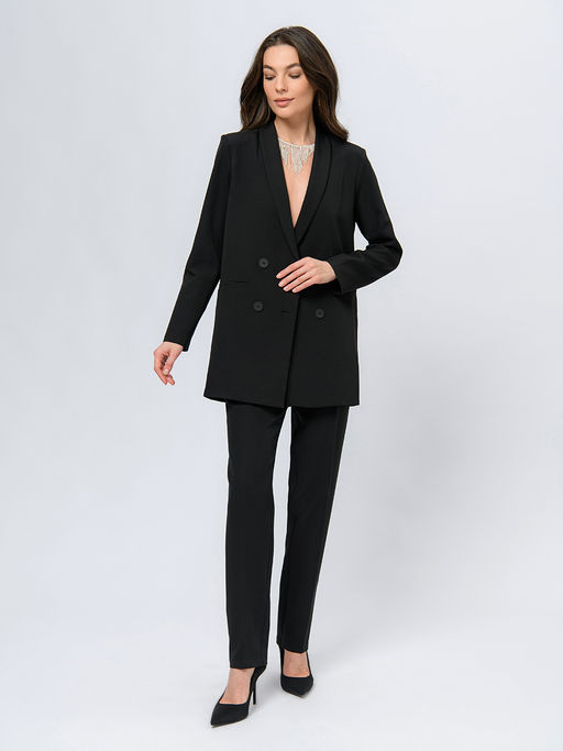 Жакет черного цвета с отложным воротником и длинными рукавами - 1001dress фото 2
