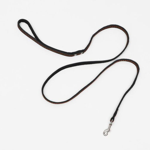 Поводок кожаный однослойный, простроченный, 1.37 м х 1 см, чёрный - Пижон фото 2