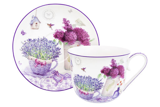 Чайн. пара 2 пр. 450 мл 14*11*8,5 см Лаванда NEW BONE CHINA