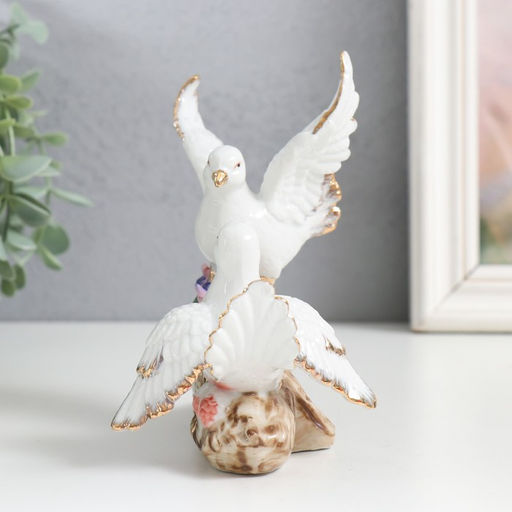 Фигурка керамика «Голуби на цветочной ветке», 12 см