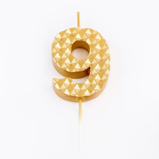 Свеча в торт на шпажке Соты, цифра 9, 7 см, золото - Simaland фото 3