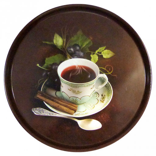 Поднос металлический д33см, круглый, черный (Россия)