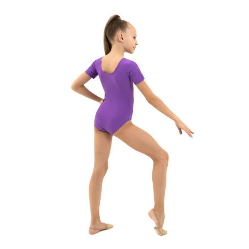 Купальник гимнастический Grace Dance, с коротким рукавом, р. 42, цвет фиолетовый  фото 6