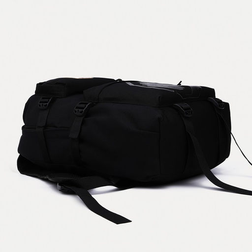 Рюкзак школьный из текстиля, 2 кармана, чёрный