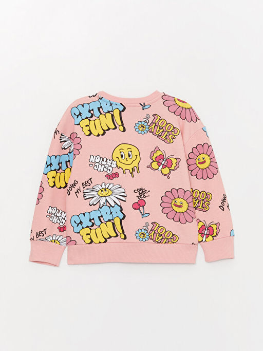 Bisiklet Yaka Bask?l? Uzun Kollu K?z ?ocuk Sweatshirt - Waikiki фото 3